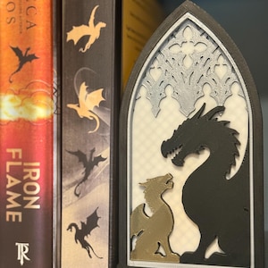 Fourth Wing inspired dragon window tealight book nook.