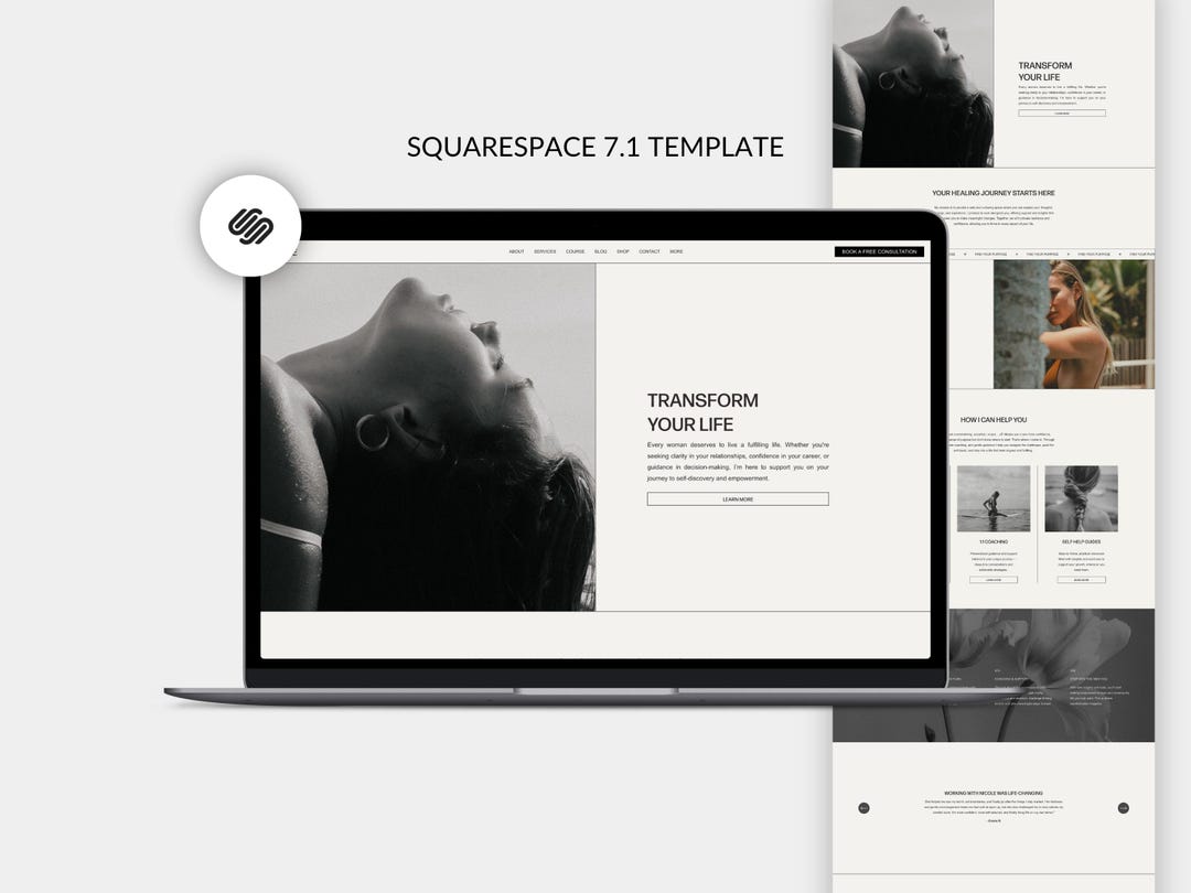 Minimalist Squarespace Website Template for Coach, Virtual Assistant