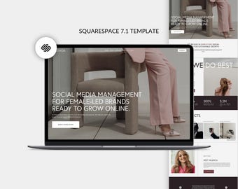 Squarespace Website Template for Social Media Manager, Marketing Agency, Virtual Assistant, Modern Website, Squarespace 7.1, Consulting