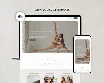 Squarespace Website Template for Yoga Studio, Wellness Coach, Fitness Website, Squarespace Template, Modern Website, Therapist Website