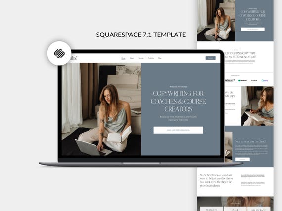 Squarespace Website Template for Copywriter, Virtual Assistant, Modern Website, Squarespace 7.1, Portfolio Template, Small Business Website