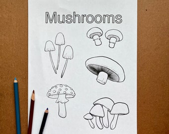 Mushrooms Coloring Page, Toadstool Coloring Sheet, Print Your Own