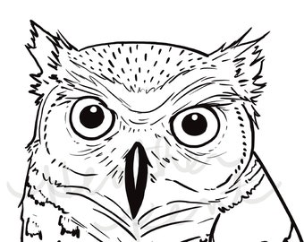 Owl Coloring Sheet, Horned Owl Coloring Page, Print Your Own