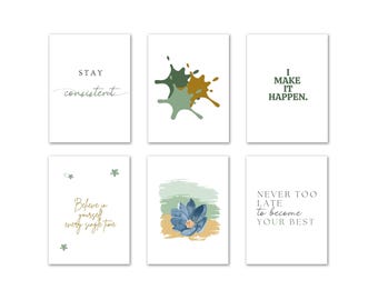 Motivational Posters, Set of 6 PRINTABLES, Office Decor, Motivation Wall Art, Inspirational Quotes, Modern Home Office Prints, Wall Art