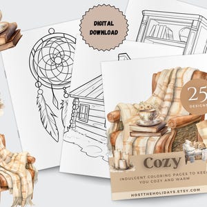 Cozy Cottagecore Coloring Pages: 25 Designs (Digital Download)