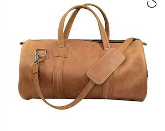 Full Grain Leather Duffle Bag | Handmade Carry On Travel Bag