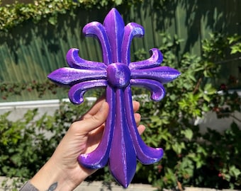 3D Gothic Chameleon Cross Wall Decor - Chrome Hearts style