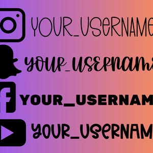 Vinyl Car Decal | Social Media Handle | Your Username Window Sticker | Instagram | Snapchat | Facebook | Youtube | Customizable Colors