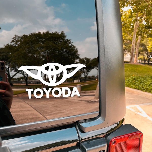 Vinyl Car / Truck / SUV Decal | Toyoda | Toyota Yoda Window Vinyl | Star Wars | Funny Bumper Sticker For Men / Women | Customizable Colors