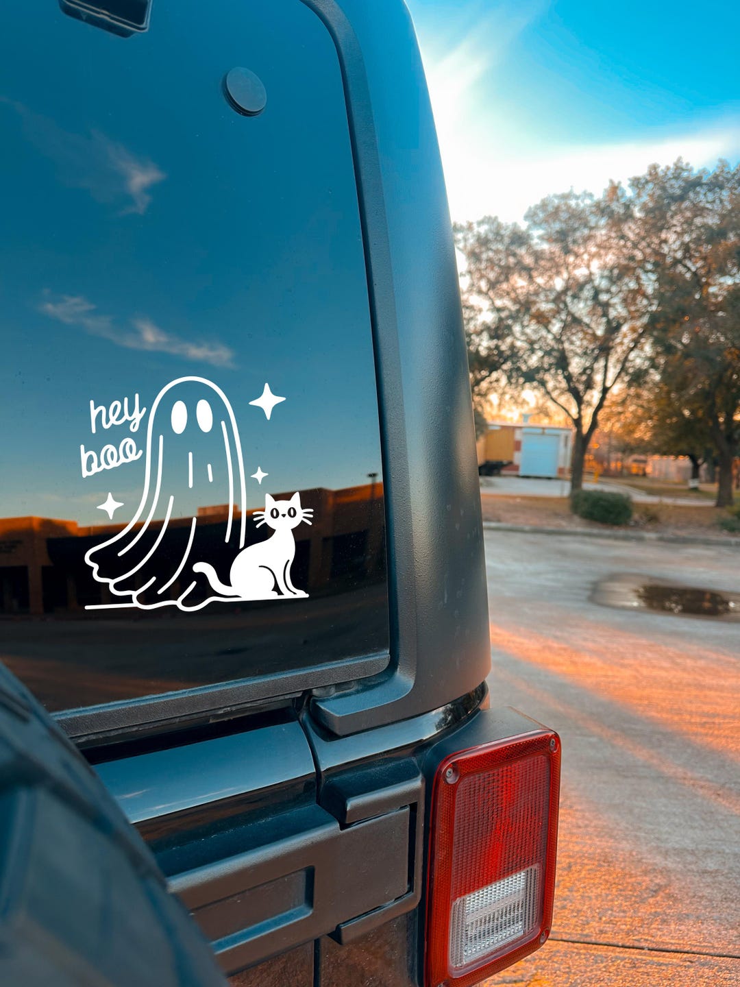 Vinyl Car Decal | Hey Boo | Ghost and Cat | Cute Window Sticker ...