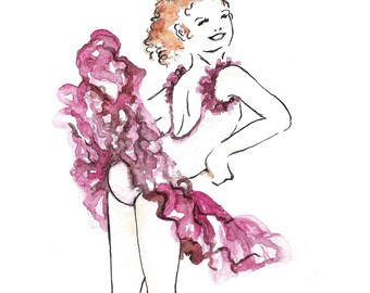 Fille tutu rose à l'aquarelle