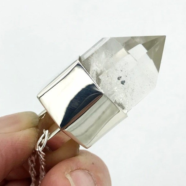 Large Quartz Point Pendant with Sterling Silver Chain