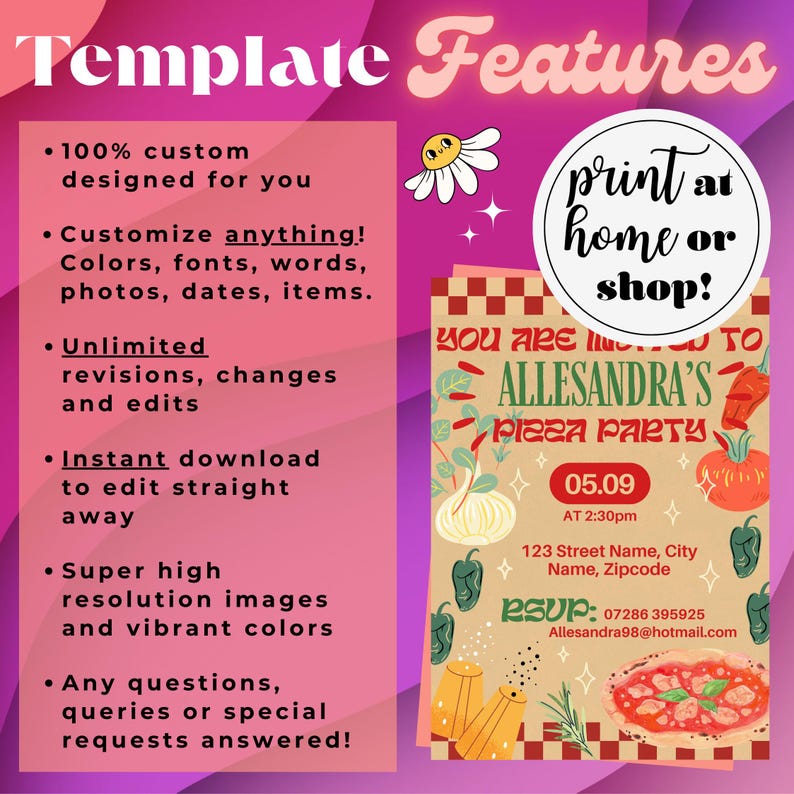 Pizza Birthday Party Invitation Template, Pizza Slice Party Kit Theme ...