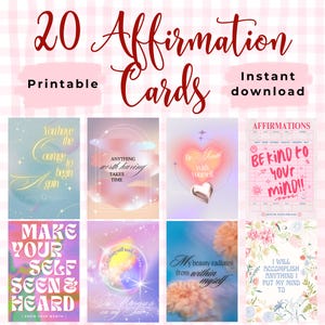 Jeu de modèles d'affirmation, Cartes de manifestation, Impression avec affirmation, Citations du Vision Board, Cartes-éclair sur l'anxiété, Kit de manifestation, Cartes DBT