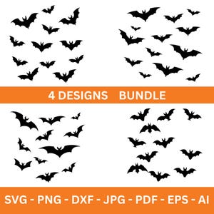 Halloween Bats SVG Bundle: Spooky Flying Bat Clipart (Digital Download)
