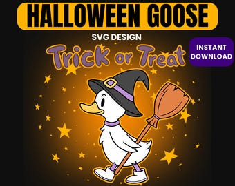 Diseño divertido de ganso de Halloween en formato SVG y PNG / Diseño de camiseta de truco o trato (descarga digital)