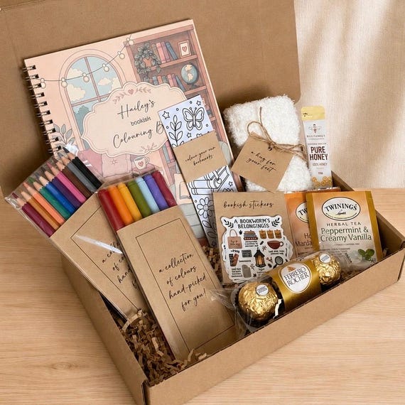 Bookish Colouring Gift Box | Personalized Cozy Reader Gift Set | Book Lover Gift