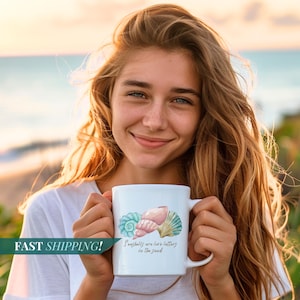 Seashell Coastal Mug for Beach Style Kitchen Decor Nautical Shell Coffee Cup for Summer Ocean Glassware Coastal Art Coffee Mug Seashore Art