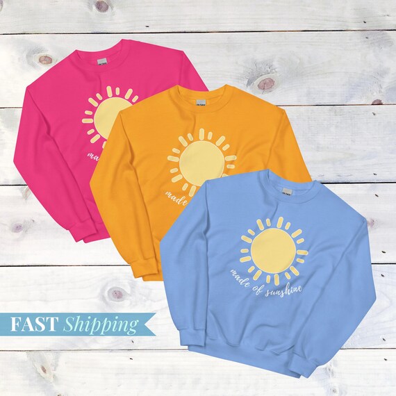 Oversized Sunshine Crewneck Sweatshirt Cute Sun Graphic Pullover