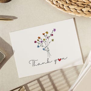 Bedankkaart Wenskaart voor moeder Bedankkaart voor vriend Bedankt cadeau Wilde bloemen bedankkaart Minimalistische wenskaart
