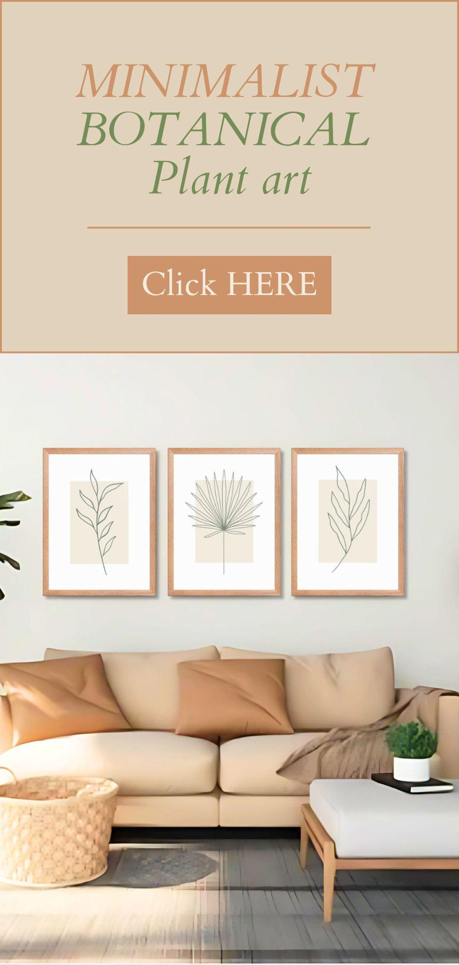 Minimalist Botanical Plant Art for Office Simple Neutral Boho Home ...