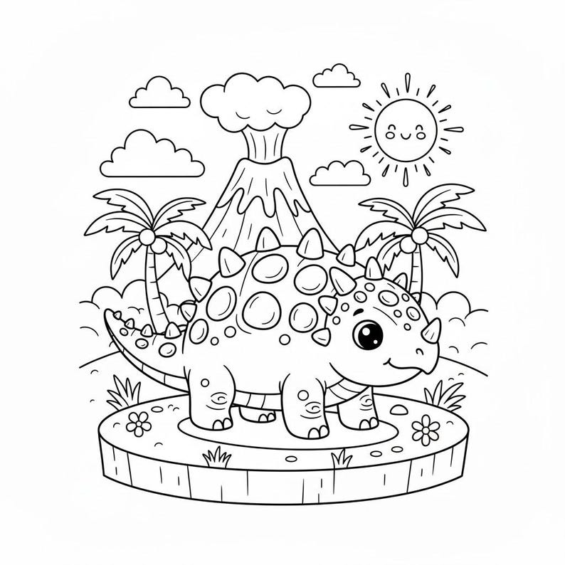 Dinosaur Coloring Book – 20 Prehistoric Adventure Pages (digital ...