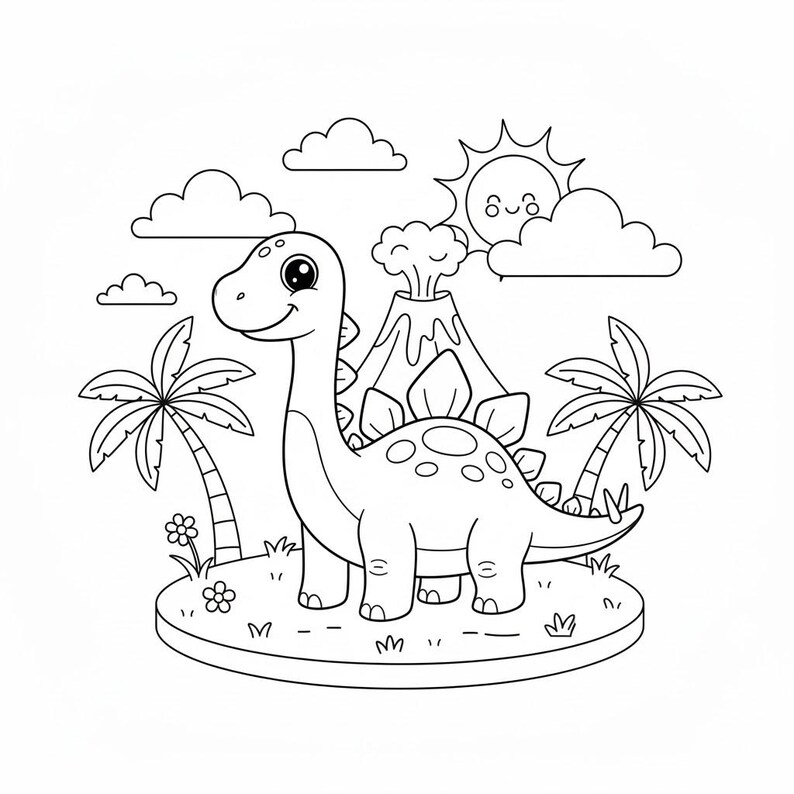 Dinosaur Coloring Book – 20 Prehistoric Adventure Pages (digital ...