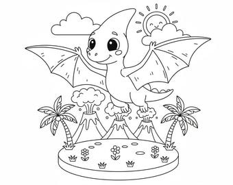 Libro para colorear de dinosaurios: 20 páginas de aventuras prehistóricas (descarga digital)