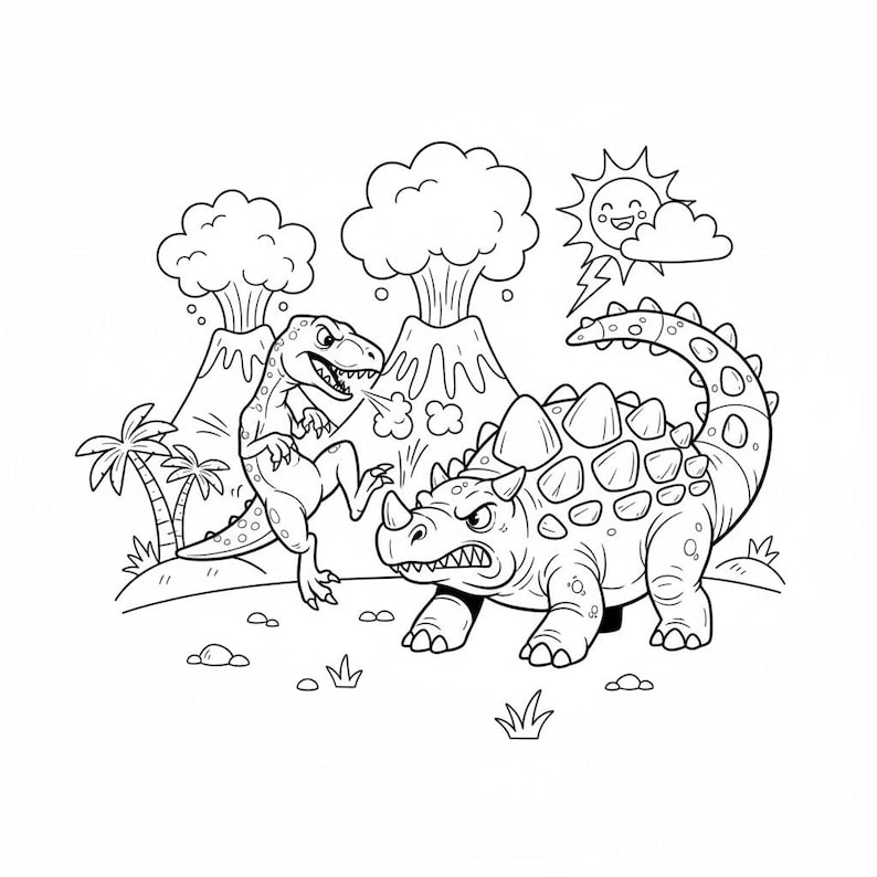 Dinosaur Coloring Book – 20 Prehistoric Adventure Pages (digital ...