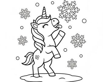 Libro para colorear de unicornios kawaii / 40 páginas imprimibles, dibujos de líneas gruesas (descarga digital)