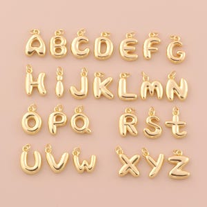 18K Gold Filled Initial Letter Pendant Gold Letter Charms Initial Charm for DIY Bracelets Necklaces Jewelry Accessories Making