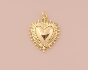 18K Gold Filled Heart Pendant Gold Love Charms Heart Charm for DIY Bracelets Necklaces Jewelry Accessories Making