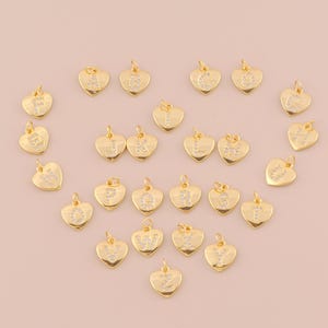 18K Gold Filled Initial Pendant Gold Letter Charms CZ Heart Charm for DIY Bracelets Necklaces Jewelry Accessories Making