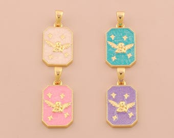 18K Gold Filled Enamel Angel Hanger Cupido Charms Engelenvleugels Charm voor DIY Armbanden Kettingen Sieraden Accessoires Maken: