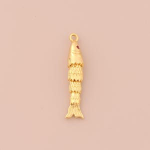 18K Gold Filled Movable 3D Articulated Fish Pendant Gold CZ Fish Charms Fish Charm for DIY Bracelets Necklaces Jewelry Accessories Making