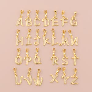 18K Gold Filled Initial Pendant Gold Letter Charms CZ Initial Charm for DIY Bracelets Necklaces Jewelry Accessories Making