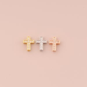 18K Gold Filled Cross Spacer Beads Gold Religious Beads CZ Christian Beads for DIY Bracelets Necklaces Jewelry Accessories Making