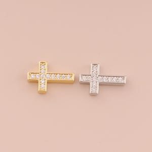 18K Gold Filled Cross Spacer Beads Gold Religious Beads CZ Christian Beads for DIY Bracelets Necklaces Jewelry Accessories Making