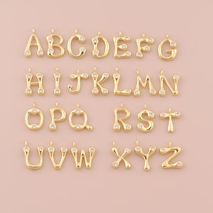 18K Gold Filled Initial Pendant Gold Letter Charms CZ Initial Charm for DIY Bracelets Necklaces Jewelry Accessories Making