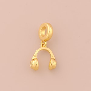 18K Gold Filled Headphone Pendant Gold Headphone Charms CZ Headphone Charm for DIY Bracelets Necklaces Jewelry Accessories Making