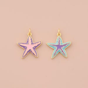 18K Gold Filled Enamel Starfish Pendant Starfish Charms Starfish Charm for DIY Bracelets Necklaces Jewelry Accessories Making