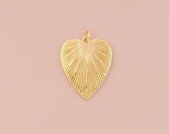 18K Gold Filled Heart Pendant Gold Sunburst Charms Heart Charm for DIY Bracelets Necklaces Jewelry Accessories Making