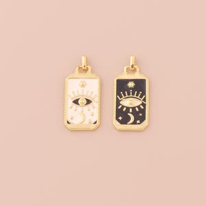 18K Gold Filled Evil Eye Pendant Gold Devil Eye Charms Enamel Sun Moon Star Charm for DIY Bracelets Necklaces Jewelry Accessories Making