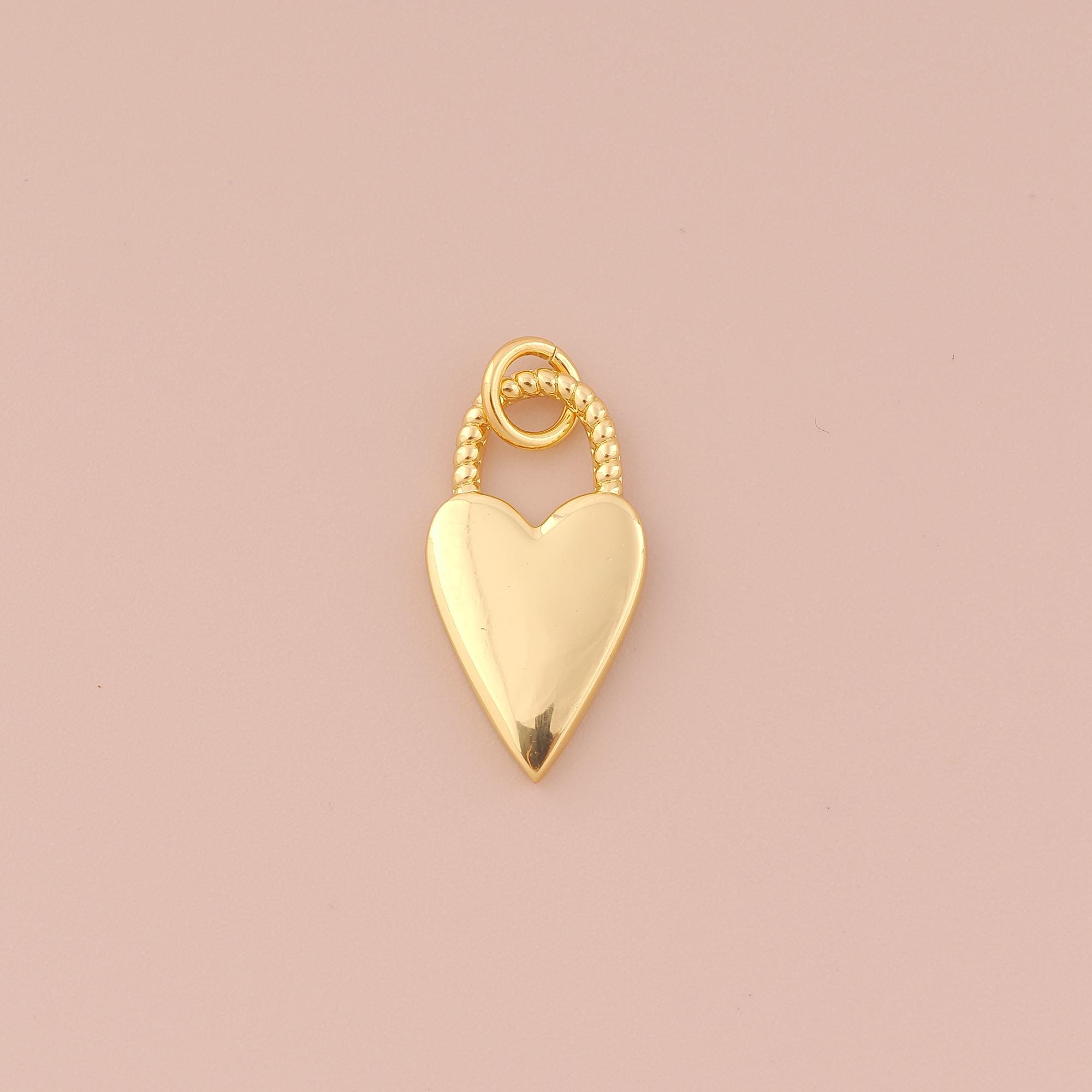 18K Gold Filled Heart Pendant Gold Love Charms Lock Charm for DIY Bracelets Necklaces Jewelry Accessories Making