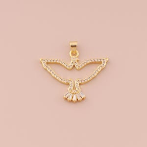 18K Gold Filled Bald Eagle Pendant Gold Holy Spirit Dove Charms CZ Animal Charm for DIY Bracelets Necklaces Jewelry Accessories Making