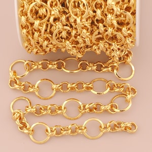 18K ゴールドフィルドフィガロチェーン ゴールド半完成チェーン DIY ブレスレット ネックレス ジュエリーアクセサリー作りのための特別なチェーン