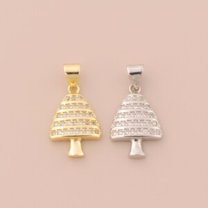 18K Gold Filled Christmas Tree Pendant Gold Christmas Charms CZ Tree Charm for DIY Bracelets Necklaces Jewelry Accessories Making