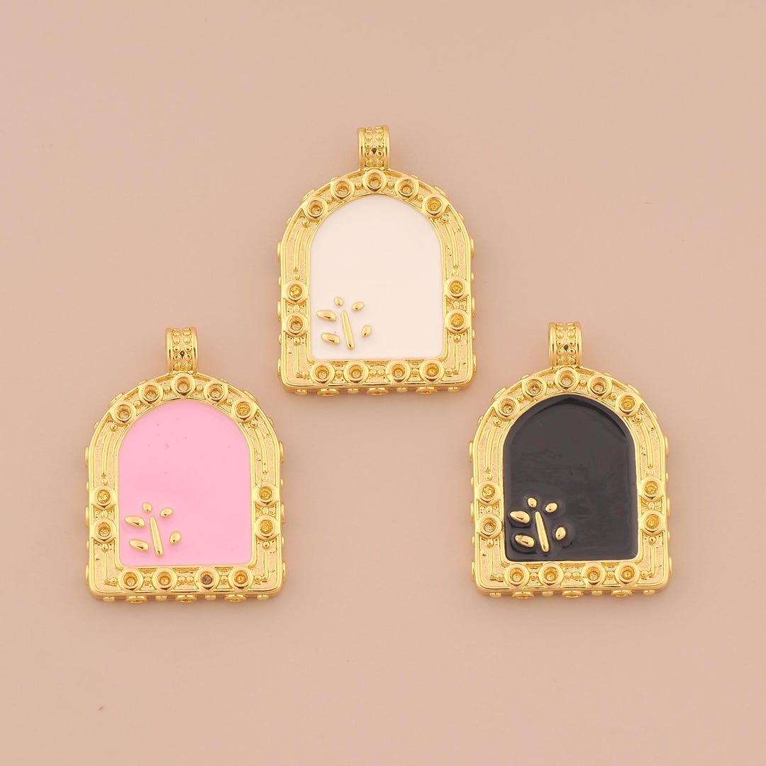 Window Pendant 18K Gold Filled Enamel Window Pendant Flower Charms Window Charm for ...