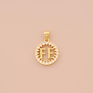 18K Gold Filled FE Pendant Gold Round Charms CZ Letter Charm for DIY Bracelets Necklaces Jewelry Accessories Making