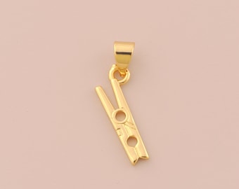 18K Gold Filled Clothespin Pendant Gold Clothespin Charms Clothespin Charm for DIY Bracelets Necklaces Jewelry Accessories Making